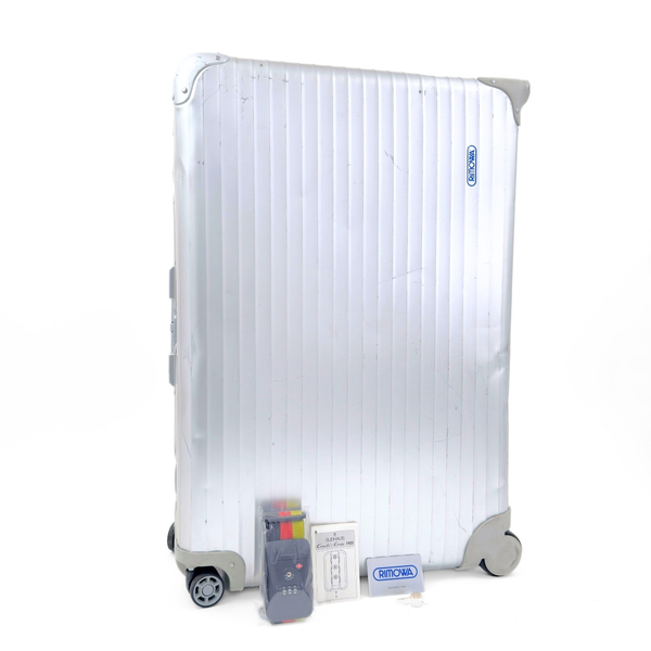 RIMOWA リモワ TOPAS トパーズ 青ロゴ プルタブ 最大容量 104L 2+4輪 TSAロックベルト付 アルミ XL トランク スーツケース キャリーバッグ