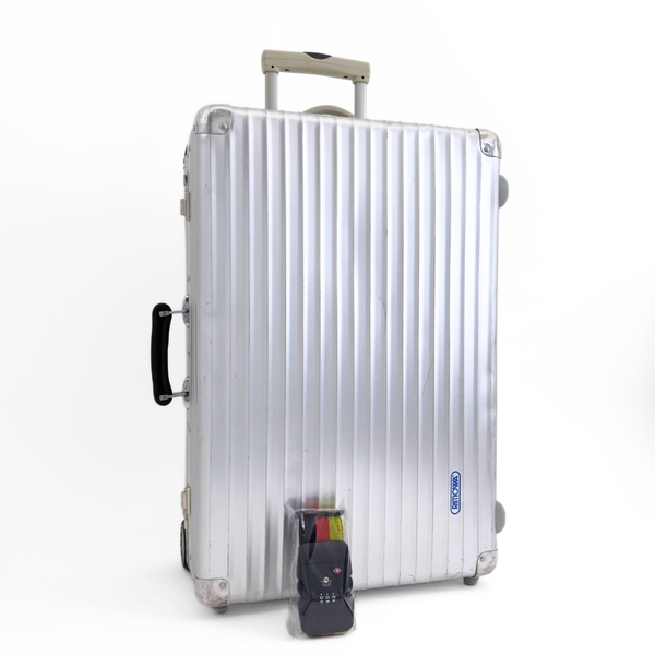 RIMOWA リモワ CLASSIC FLIGHT クラシックフライト 60L 2輪 TSAロックベルト付 チェックインM 青ロゴ アルミ スーツケース キャリーバッグ