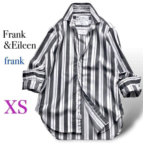 Frank&Eileen フランクアンドアイリーン ストライプ シャツ frank フランク スキッパーブラウス グレー XSサイズ コットン100% 綿 墨黒