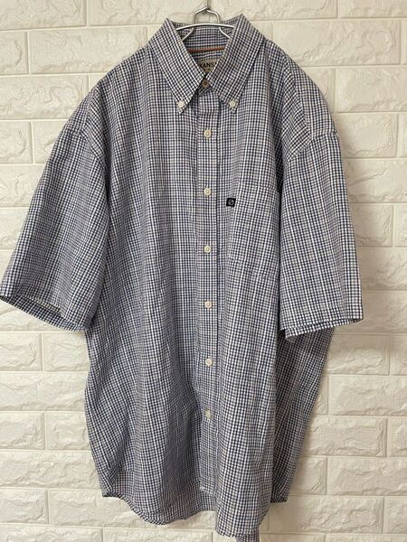 KANSAI JEANS チェック柄 半袖シャツ サイズ2L ボタンダウン