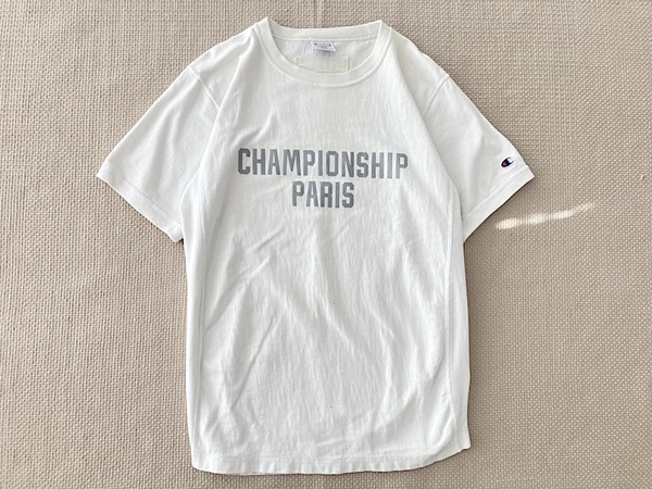 即決 別注品 Champion REVERSE WEAVE ヘビーウェイト Tシャツ Lサイズ 白 パリ PARIS ネームタグ
