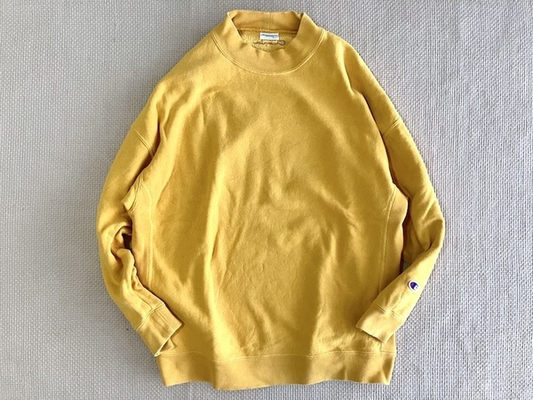 即決 別注品 復刻 青タグ Mサイズ Champion REVERSE WEAVE モックネック スウェット イエロー 刺繍ロゴ