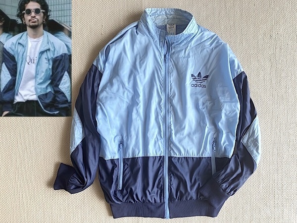 即決 1点物 80s ヴィンテージ adidas ナイロンジャケット ジャージ 177 ネイビー サックス king gnu 常田 着用 同色同型 台湾製