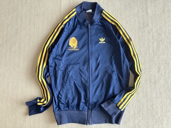 即決 レア UCLA 別注品 USA製 80s ヴィンテージ adidas ATP ジャージ ネイビーxイエロー クマ刺繍 CALIFORNIA 1点物