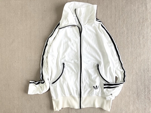 即決 レアカラー 70s ヴィンテージ adidas 西ドイツ製 曲がりポケット ジャージ 白 黒 OPTI マドンナ vintage made in West Germany