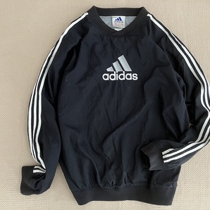 即決 90s ヴィンテージ アディダス ナイロン ビッグシルエット ピステ Lサイズ ドリルトップ 黒 白 king gnu 常田 着用タイプ色違い