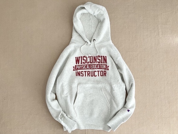 即決 復刻 青タグ Lサイズ Champion REVERSE WEAVE プルオーバー パーカー オートミール ウィスコンシン WISCONSIN 赤染み込み