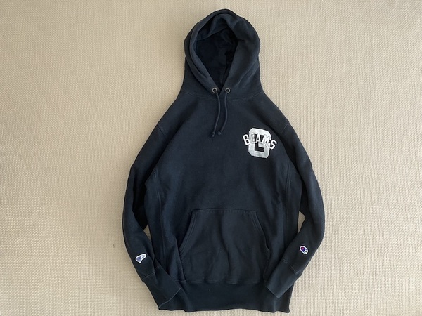 即決 ビームス ゴルフ 別注 復刻 青タグ XLサイズ Champion REVERSE WEAVE プルオーバーパーカー 黒 BEAMS GOLF