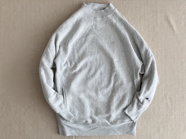 即決 別注品 青タグ Lサイズ グレー Champion REVERSE WEAVE ワントーン ラグラン モックネック ワイド スウェット JOURNAL STANDARD