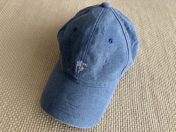 即決 BEAMS ビームス キャップ ハンドサイン OK ワンポイント刺繍 ライトインディゴ 58〜60cm