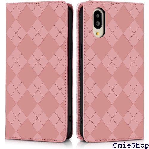 シンプルスマホ7 / シンプルスマホ6 ケース 手帳型 カード収納 マグネット内臓式 スタンド機能付き ピンク 1774
