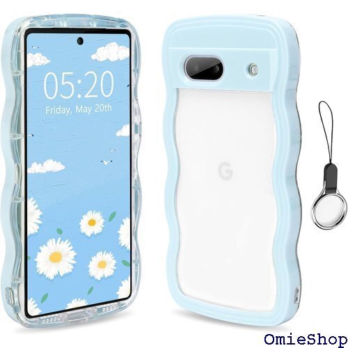Google Pixel 8A かわいい ケース 波状 保護 ワイヤレス充電対応 Pixel 8A-シエラブルー 1823