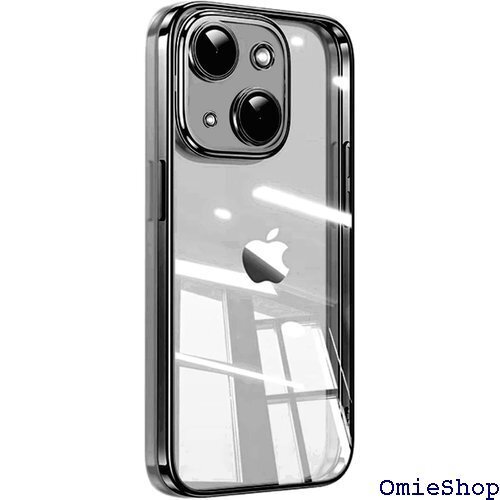 iPhone14用スクエアメッキケースiPhone 1 リアTPUバックカバー耐衝撃 iPhone14 ブラック 1881