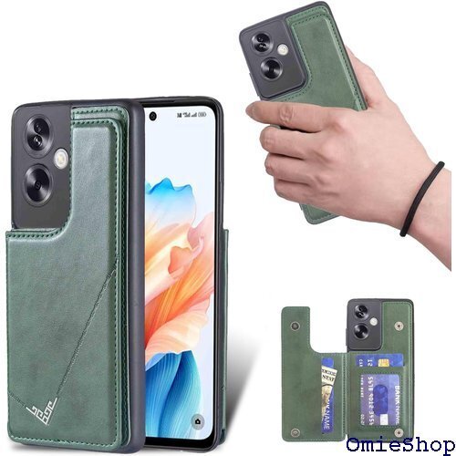 for OPPO A79 5G ケース スタンド機能 財布収納付き、PUレザー、TPUソフトインナー グリーン 1987