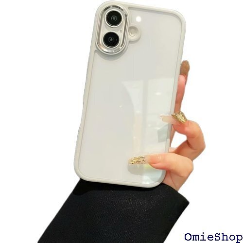 iPhone 16 ケース クリア 透明 アイフォン 薄型 可愛い レディース 背面ケース ハードケース灰白色 2002