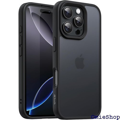 JETech iPhone 16 Pro 6.3インチ つや消しの半透明背面 スマホカバー 指紋防止 ブラック 2067