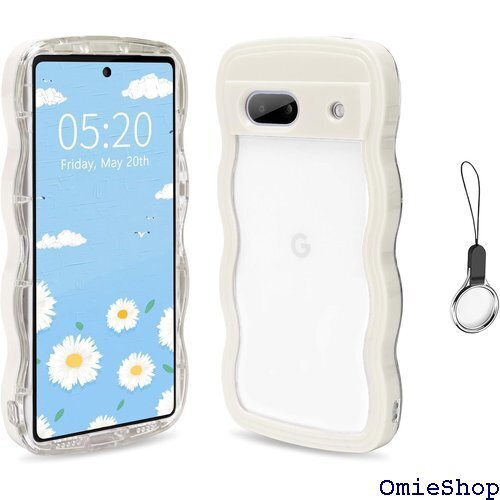 Google Pixel 8 かわいい ケース 波状フ 全面保護 ワイヤレス充電対応 Pixel 8-ホワイト 2112