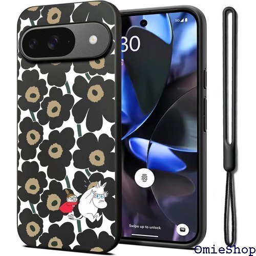 pixel9 用 ケース シリコン 可愛い かわいい プル 薄型 韓国 耐衝撃 カバー ハンドストラップ 花柄 2562