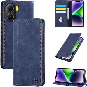 POCO X7 Pro ケース 手帳型 Xiaomi ス スタンド機能 全面保護 シンプル 携帯カバー ブルー 2735