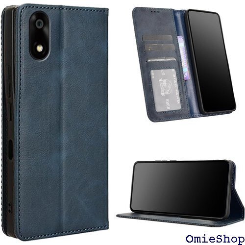 ZTE かんたんスマホ4/ A402ZT ケース MA り スタンド機能付き 全面保護 マグネット 吸着 ブルー 2798