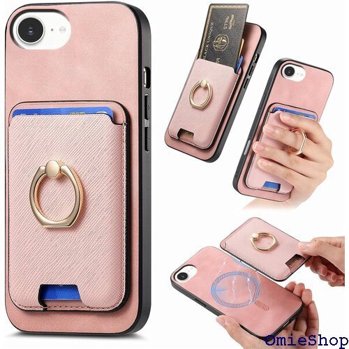 for iPhone 16E ケース 手帳型 MagS ヤレス充電対応 カード収納 磁気着脱スマホケース ピンク 2821