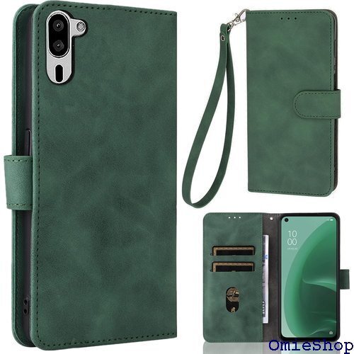 シンプルスマホ5 ケース 手帳型 ストラップ 一本付 ース つや消し 落ち着いた色 ダークグリーン エメラルド 636