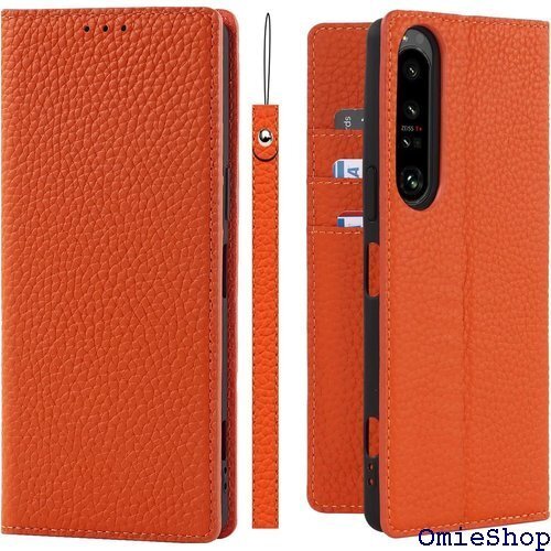 Xperia 1 IV ケース手帳型 SO-51C S ップ付 ヘッドフォンケーブル 耐衝撃 6色選択 オレンジ 851