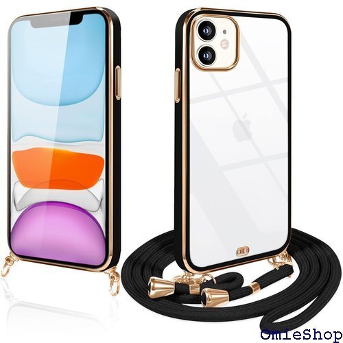 iPhone11 ケース ショルダー クリア いpho 韓国 薄型 耐衝撃 シリコン アイフォン11 ブラック 938