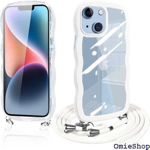 iPhone14 ケース ショルダー クリア ipho いい 韓国 薄型 耐衝撃 アイフォン14/13 ホワイト 947