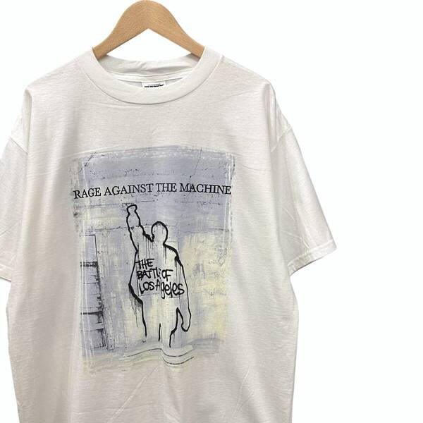 90s RAGE AGAINST THE MACHINE THE BATTLE OF LOS ANGELES バンド Tシャツ L ホワイト 90年代 レイジアゲインストザマシーン ロックT
