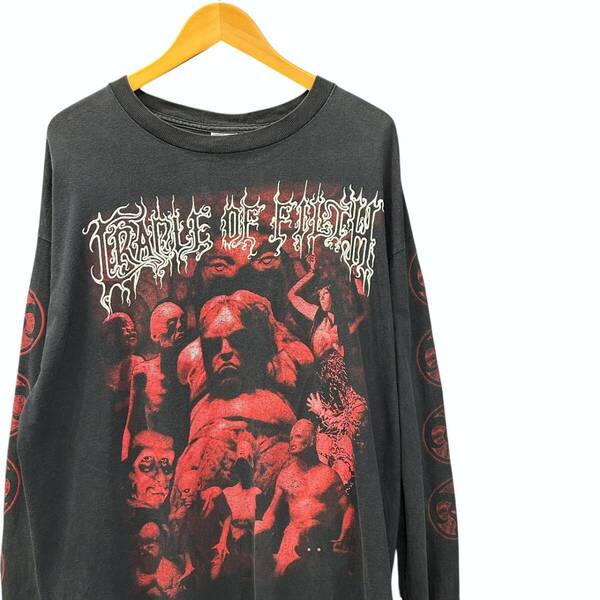 90s ビンテージ CRADLE OF FILTH 両面プリント バンド Tシャツ 長袖 XLサイズ ブラック 90年代 クレイドルオブフィルズ ロックT ロンT