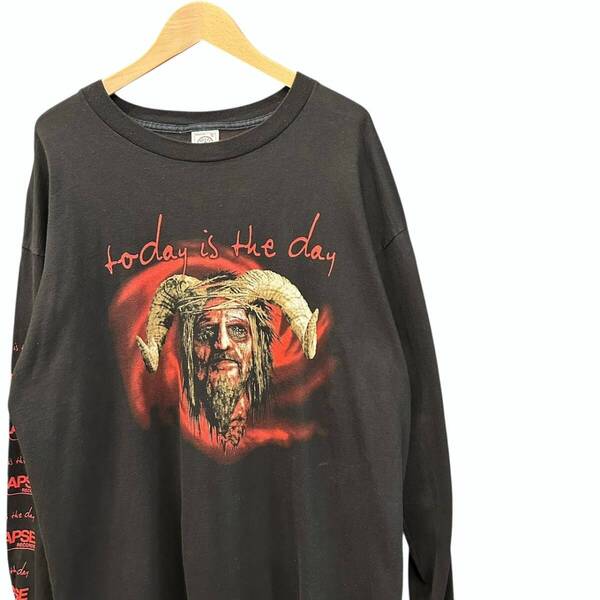 00s ビンテージ today is the day 両面プリント バンド Tシャツ 長袖 XLサイズ ブラック 2000年代 ロックT ロンT y2k