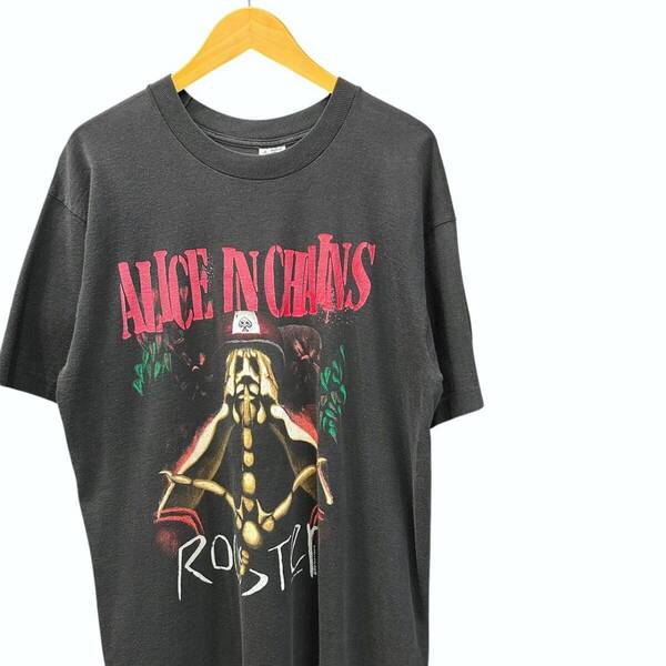 90s ビンテージ ALICE IN CHAINS 両面プリント バンド Tシャツ Lサイズ ブラック USA製 90年代 アリスインチェインズ ロックT バンT