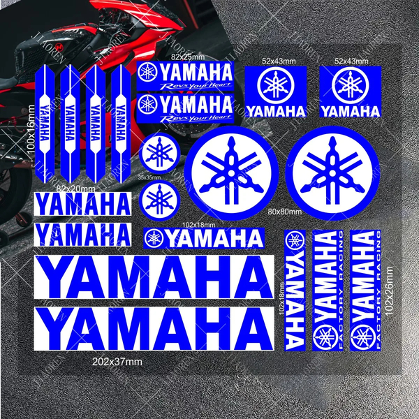 ●ゆうパケット送料無料●YAMAHA●ヤマハ 大判ステッカー ロゴ デカール 反射 防水 カッティングステッカー 1シート分 ブルー