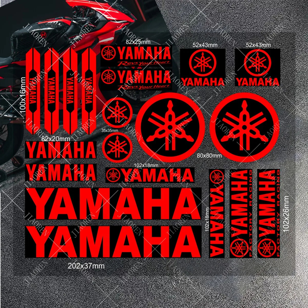 ●ゆうパケット送料無料●YAMAHA●ヤマハ 大判ステッカー ロゴ デカール 反射 防水 カッティングステッカー 1シート分 レッド
