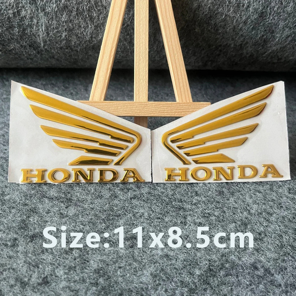 ●送料無料●HONDA●ホンダ 立体 エンブレム BIGサイズ ゴールド 3D ウィングマーク デカール 左右2枚セット CB400SF CB400F CBX400F●A2