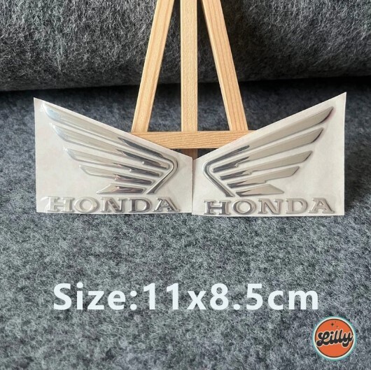 ●送料無料●HONDA●ホンダ 立体 エンブレム BIGサイズ シルバー 3D ウィングマーク デカール 左右2枚セット CB400SF CB400F CBX400F●