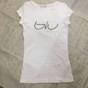 美品(送料込)ビブロス■レディース 38サイズ ストレッチ 半袖Tシャツ ビーズロゴ blu byblos