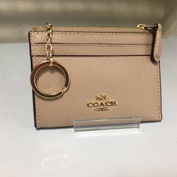 未使用(送料込)コーチ■F88250 G2144 キーリング コインケース カード パスケース ベージュ レザー COACH