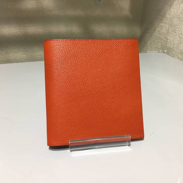 超美品(送料込)博庵■薄型 純札 ケース 札入れ 財布 オレンジ MASION de HIROAN