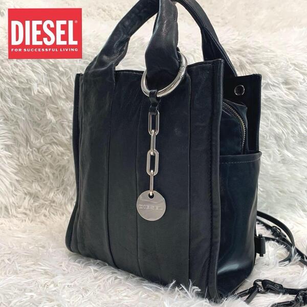 DIESEL【ミックスマテリアル 3WAY◆ショルダーバッグ /ハンド/リュック】レザー GAYA ビンテージ加工 ナッパレザー REJOI ロゴ ディーゼル