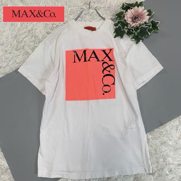 美品◆MAX&Co.【現行タグ/2019年◆Tシャツ/カットソー】S※オーバーサイズ ロゴ 19ss 赤タグ マックスマーラー マックスアンドコー