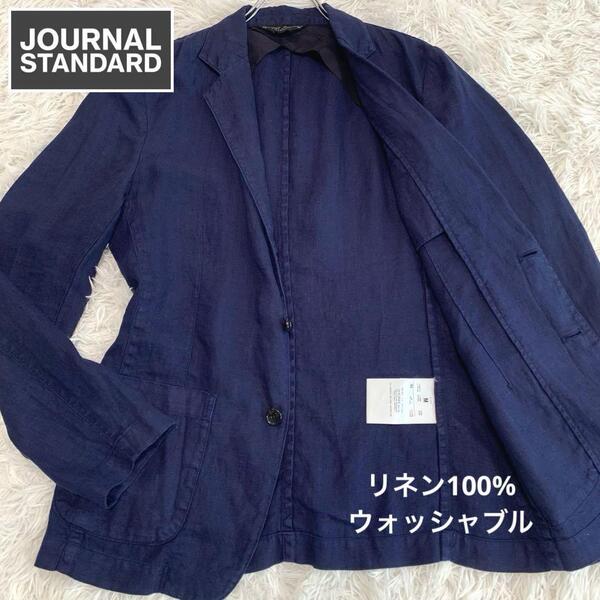 L-XL相当◆JOURNAL STANDARD【リネン100%:麻/洗える◆テーラードジャケット】アンコン 背抜き メンズ 春夏 サマー ジャーナルスタンダード