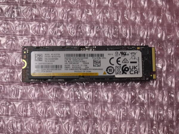 ☆未使用品☆ SAMSUNG MZ-VL21T00 / PCle Gen4×4 1024GB NVMe SSD