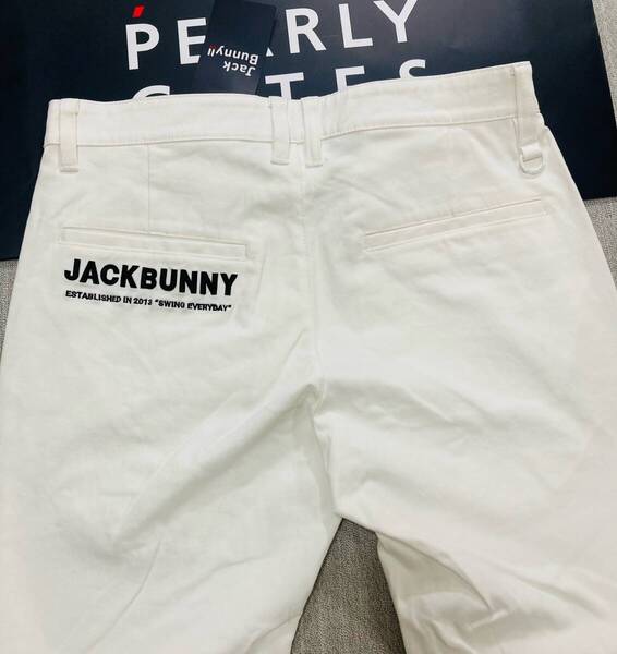 新品 パーリーゲイツ ジャックバニー ストレッチツイルパンツ(6)サイズLL/白 PEARLY GATES JACK BUNNY
