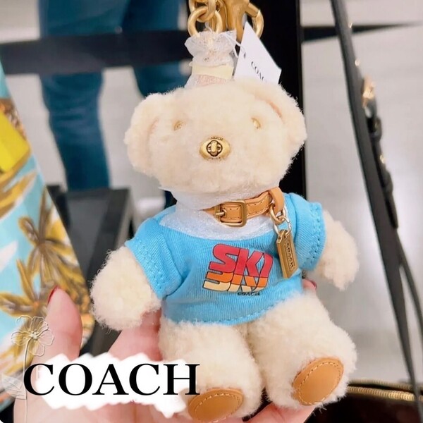 コーチ 小物 COACH ski テディベアー くま 熊 バッグチャーム キーリング キーホルダー 新品 正規品 ブランド もふもふ ぬいぐるみ 激かわ
