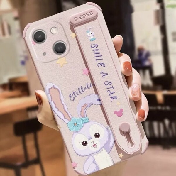 ステラ・ルー ディズニー うさぎ iPhone13pro ケース 落下防止 ストラップ 新品 ピンク 可愛い 強化ガラス