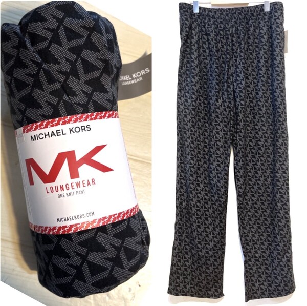 MICHAEL KORS マイケルコース MK 新品 パンツ 下着 メンズ ボトムス パンツ パジャマ 部屋着 ルームウェア ブラック コットン ロゴ 総柄