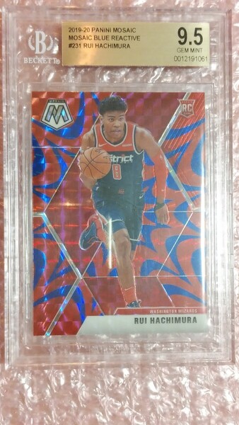 送料込即決 BGS鑑定済 2019-20 Panini Mosaic Reactive Blue Prizm #231 Rookies Rui Hachimura 八村塁 ルーキー ロサンゼルスレイカーズ