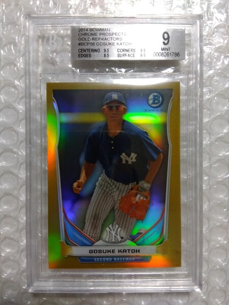送料込即決 50枚限定 BGS鑑定済み 2014 Bowman Chrome Prospects Gold Refractors BCP56 Gosuke Katoh 加藤豪将 ゴールドリフラクター